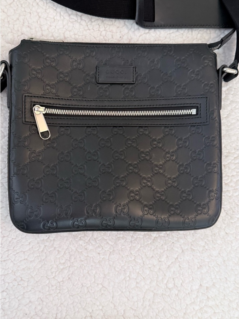Gucci Black Monogram Leather Messenger Bag - Picture 5 of 16